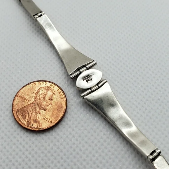 Mexico Sterling Silver Handcrafted Brown Opal Bracelet - Picture 4 of 13